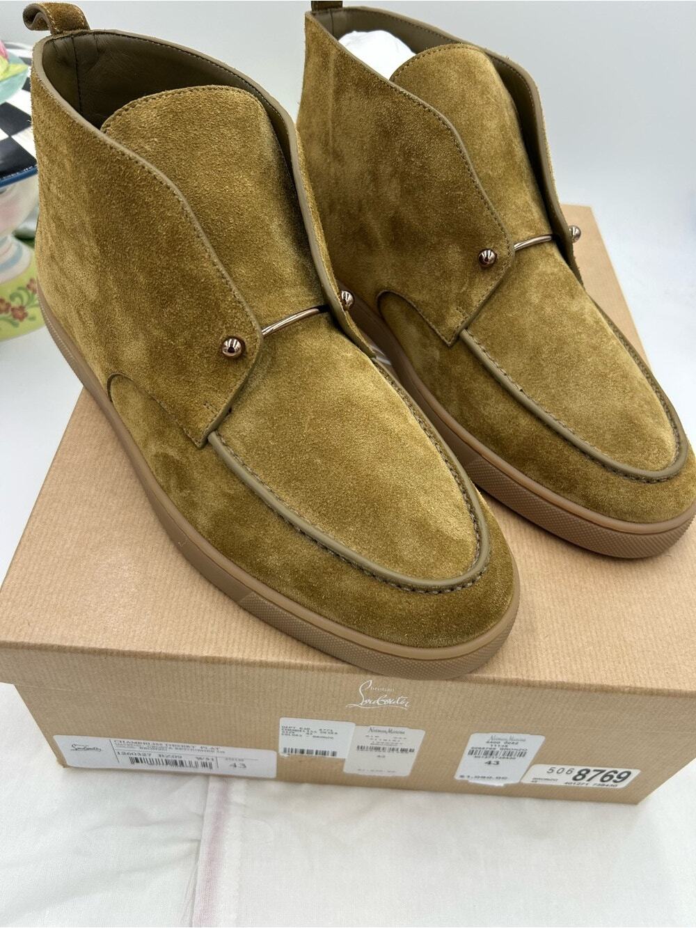 Men's Christian Louboutin CHAMBELISS desert suede boots size 43 made in Italy